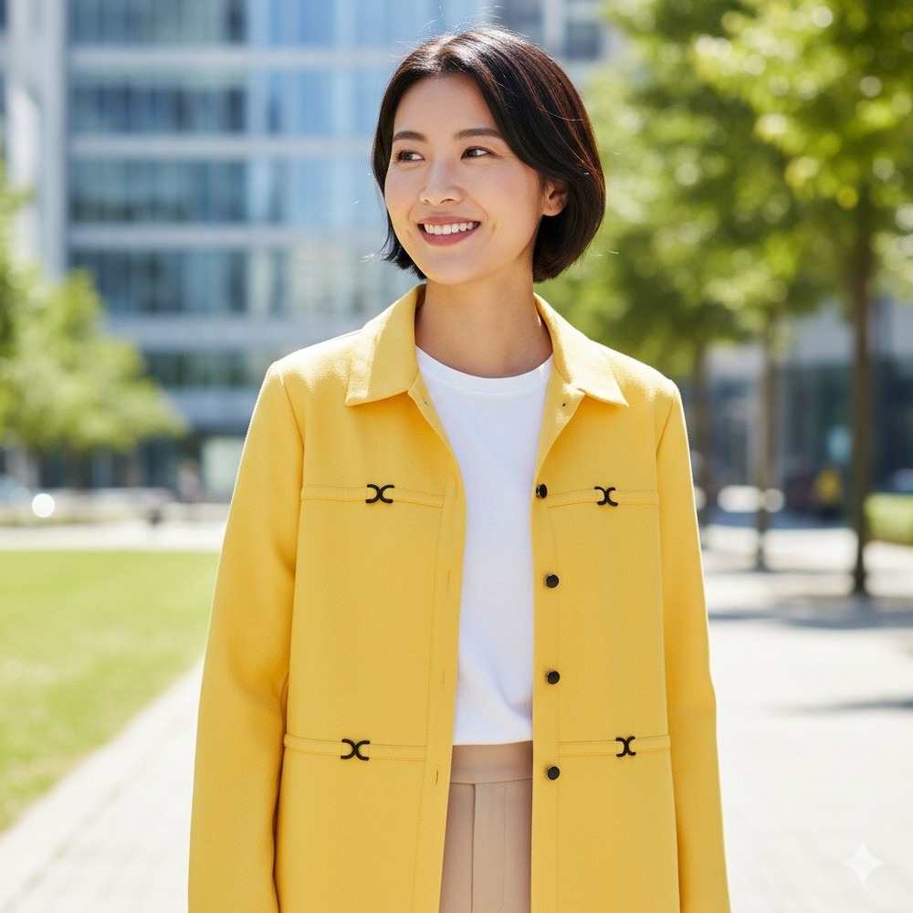 Perceptions New York Women's Yellow Button Front Blazer Jacket - Size 18